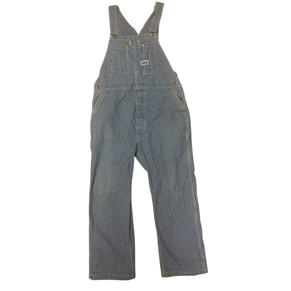 Vintage 50s Big Smith Overalls Extra Large Union Sanforized Hickory Striped Bibs - Picture 1 of 7